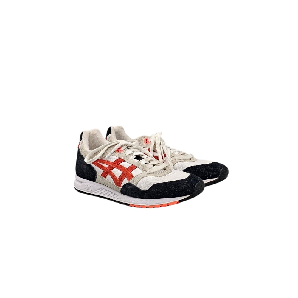 ASICS Men's Size 9.5 EUC Gel Saga Black Beige Red Suede Low Top Sneakers Shoes